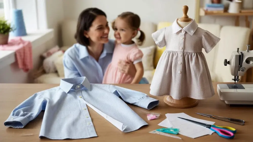 Stare koszule męskie zamieniają się w urocze sukienki dla dzieci – jak działa upcycling